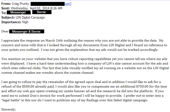 Craig Asks for a Refund